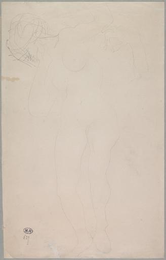 FEMME NUE DEBOUT, DE FACE, UN BRAS LEVE (REPRISE DE LA MAIN LEVEE, EN HAUT A DROITE), Auguste Rodin, 1900 vers,?
