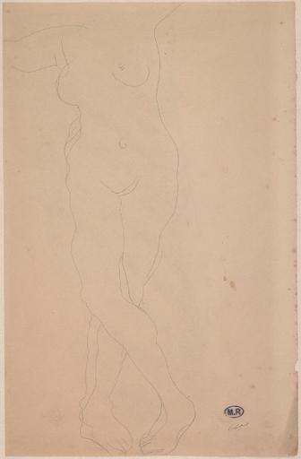 FEMME NUE DE FACE, JAMBES CROISEES (LA TETE EST COUPEE PAR LE BORD DE LA FEUILLE)_0
