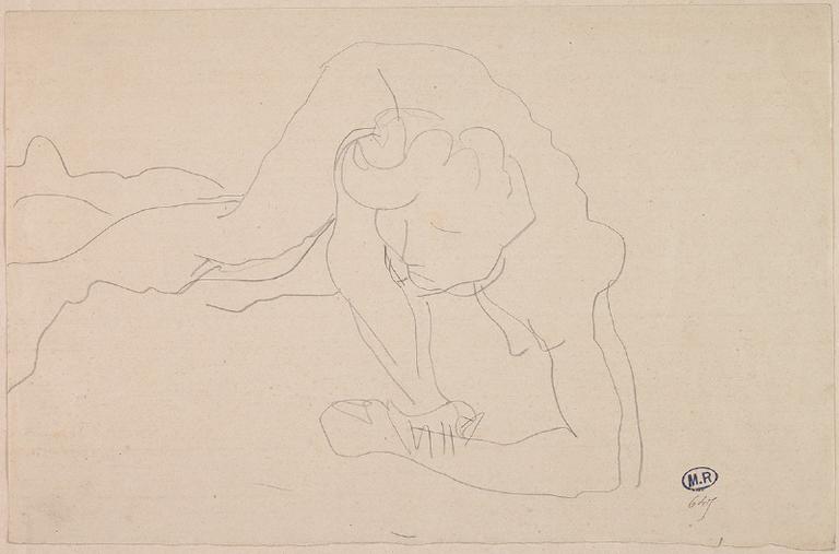 FEMME NUE ALLONGEE SUR LE FLANC VERS LA GAUCHE, APPUYEE SUR UN AVANT BRAS AU RECTO ; FEMME NUE DANS LA MEME ATTITUDE AU VERSO_0