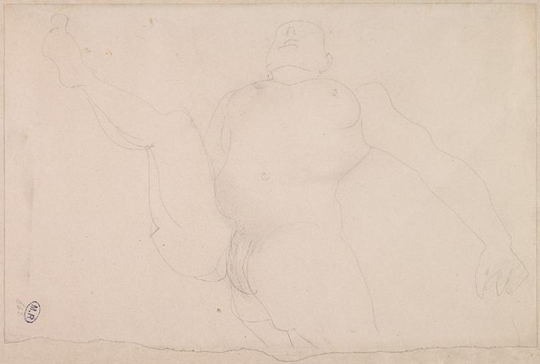 FEMME NUE ETENDUE, UNE JAMBE LEVEE ET ECARTEE_0