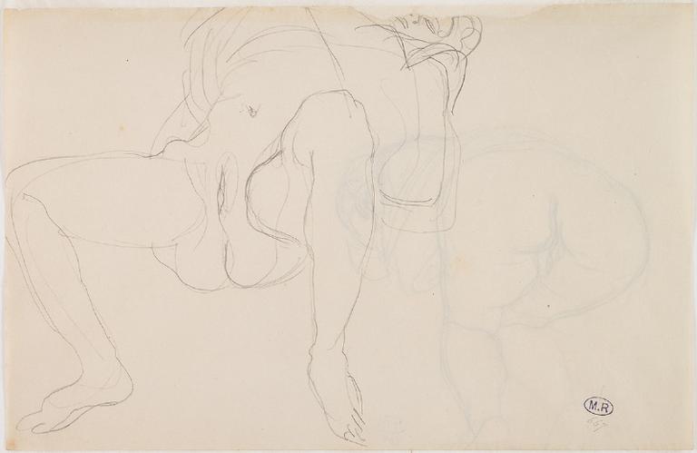 FEMME NUE ETENDUE DE FACE, JAMBES REPLIES ET ECARTEES AU RECTO ; FEMME NUE AGENOUILLEE VUE PAR LA CROUPE_0