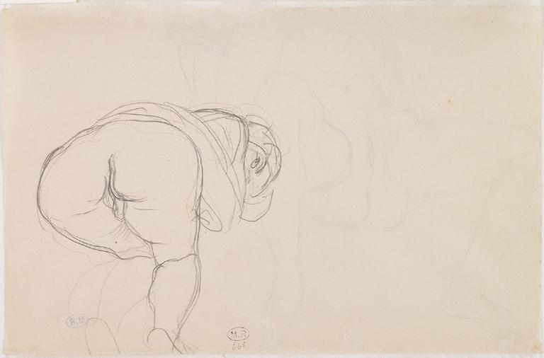 FEMME NUE ETENDUE DE FACE, JAMBES REPLIES ET ECARTEES AU RECTO ; FEMME NUE AGENOUILLEE VUE PAR LA CROUPE_1