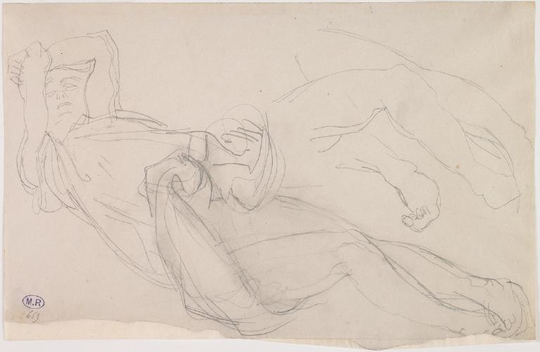 FEMME ALLONGEE VERS LA DROITE, LE VETEMENT RELEVE SUR LE VENTRE (REPRISE DES JAMBES ET D'UN PIED EN HAUT A DROITE)_0