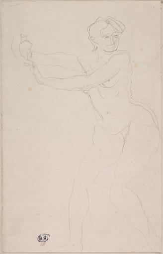 FEMME NUE EN MARCHE VERS LA GAUCHE, UN BRAS EN AVANT_0