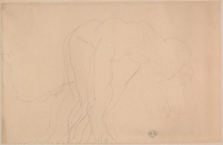 FEMME NUE COURBEE EN AVANT, CHEVEUX DENOUES_0
