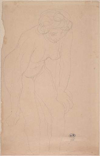 FEMME NUE DEBOUT, PENCHEE EN AVANT VERS LA DROITE A RECTO ; HOMME NU DE DOS?AU VERSO_0