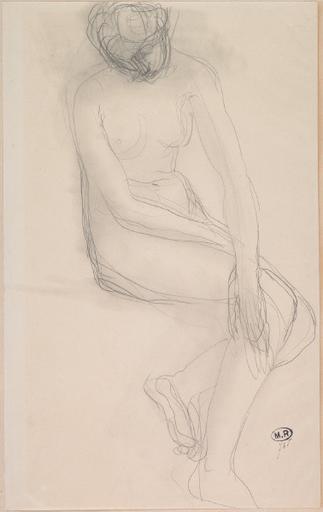 FEMME NUE ASSISE, DE TROIS QUARTS VERS LA DROITE_0