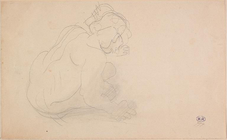 FEMME NUE ACCROUPIE, DE PROFIL A DROITE_0