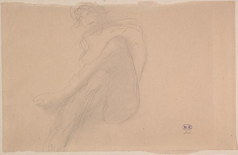 FEMME NUE ASSISE DE FACE, LES JAMBES HAUT CROISEES_0