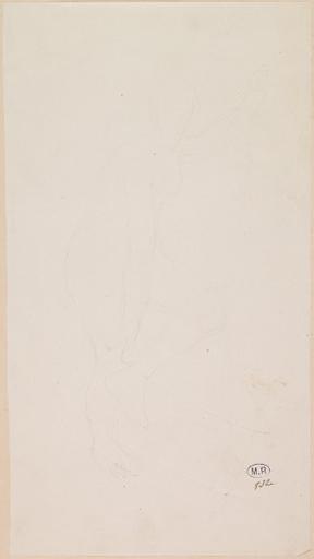 FEMME NUE DEBOUT, DE PROFIL A DROITE, UN BRAS LEVE, UNE MAIN AU TALON_0