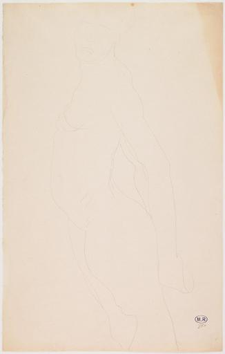 FEMME NUE DEBOUT, CAMBREE, DE PROFIL A GAUCHE_0