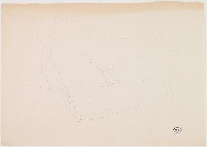 FEMME NUE ASSISE, DE PROFIL A DROITE, LES BRAS TENDUS EN AVANT_0