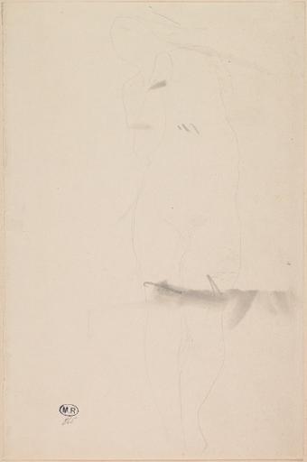 FEMME NUE DEBOUT, DE FACE, UNE MAIN PRES DE LA TETE_0