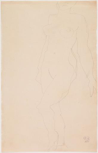 FEMME NUE DEBOUT, EN MARCHE VERS LA GAUCHE, LES BRAS VERS L'ARRIERE_0