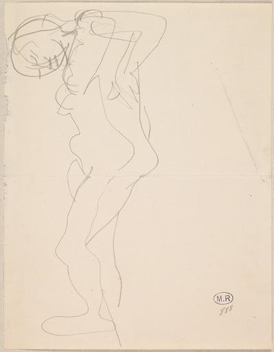 FEMME NUE DEBOUT, DE PROFIL A GAUCHE, LES MAINS AUX COTES_0