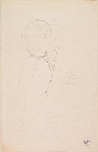 FEMME NUE ASSISE DE PROFIL A GAUCHE, PENCHEE EN AVANT_0
