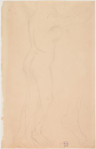 FEMME NUE DEBOUT, UN BRAS TENDU, DE PROFIL VERS LA DROITE ; REPRISE DU PIED GAUCHE, A DROITE_0