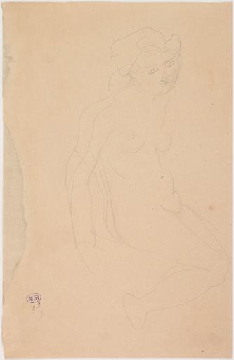 FEMME NUE ASSISE VERS LA DROITE AU RECTO ; FEMME NUE AGENOUILLEE, DE FACE, UNE MAIN ; SEXE AU VERSO_0