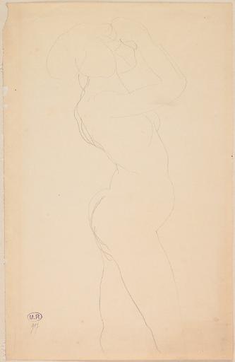 FEMME NUE DEBOUT, DE PROFIL A DROITE, LES MAINS PRES DU VISAGE_0
