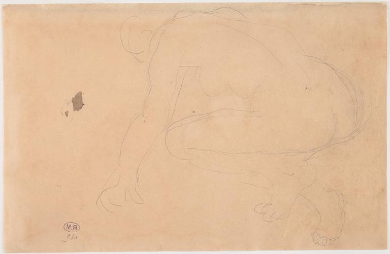 FEMME NUE ACCROUPIE, LES MAINS AU SOL, DE PROFIL A GAUCHE_0
