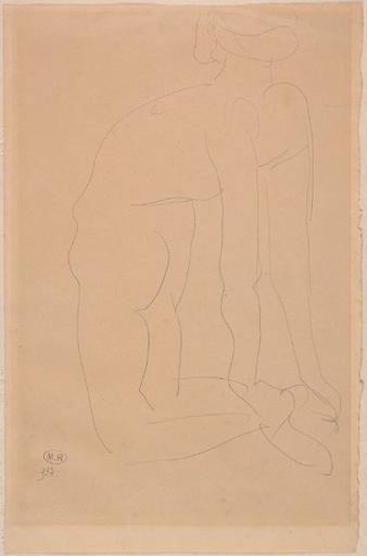 FEMME NUE AGENOUILLEE, LE TORSE RENVERSE, LES MAINS AUX CHEVILLES_0