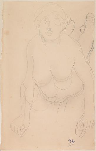 FEMME NUE SUR LE VENTRE, DE FACE, DRESSEE SUR LES MAINS_0