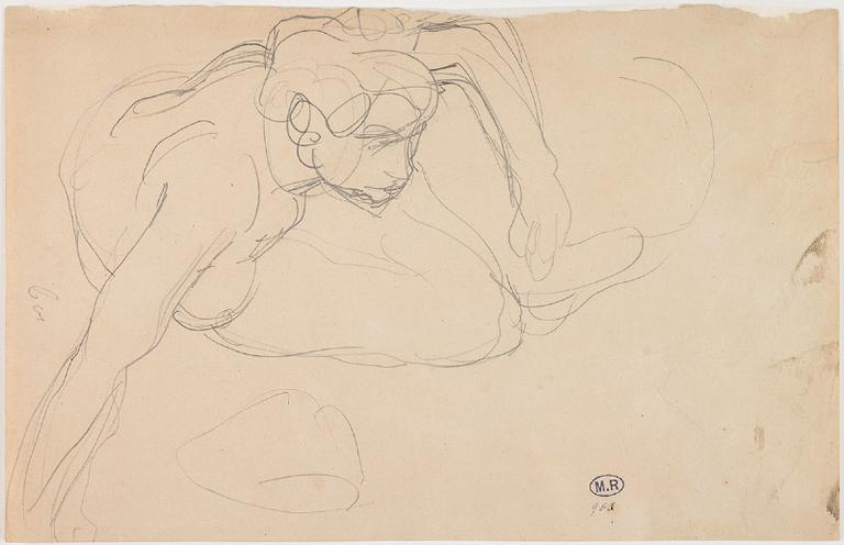 FEMME NUE ACCROUPIE VERS LA DROITE_0