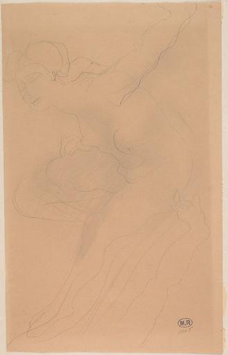 FEMME NUE ASSISE VERS LA GAUCHE, UNE JAMBE REPLIEE, UN BRAS TENDU EN ARRIERE ; REPRISE DU BRAS TENDU EN BAS A DROITE_0