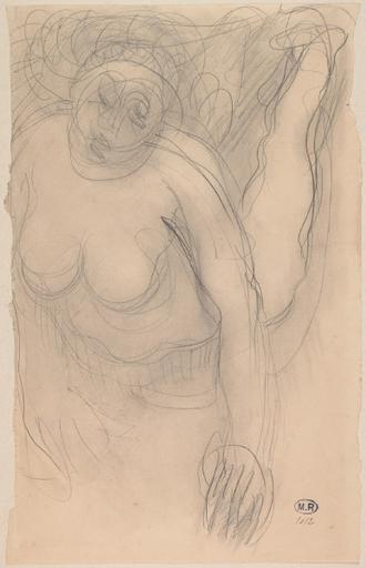 FEMME NUE ALLONGEE SUR LE VENTRE ET DRESSEE SUR LES MAINS_0
