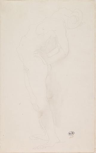 FEMME NUE DEBOUT, DE PROFIL A GAUCHE, LES MAINS AUX HANCHES, TORSE RENVERSE_0