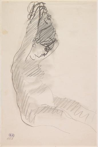 FEMME NUE ASSISE VERS LA DROITE, SE PEIGNANT_0