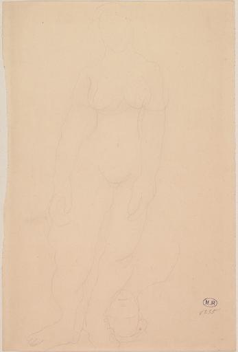 FEMME NUE DEBOUT, DE FACE ; REPRISE DU VISAGE EN BAS ET A L'ENVERS_0