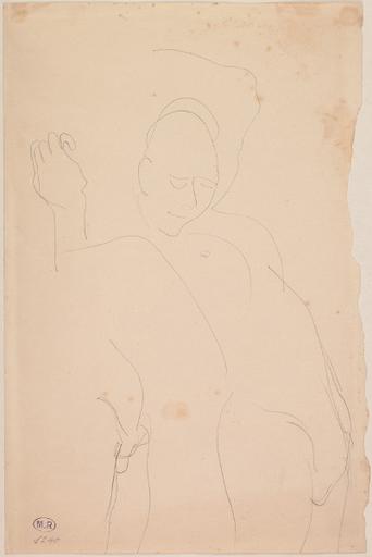 FEMME NUE RENVERSEE VERS LA GAUCHE COUDES LEVES ; REPRISE DU PUBIS SUR LA GAUCHE_0