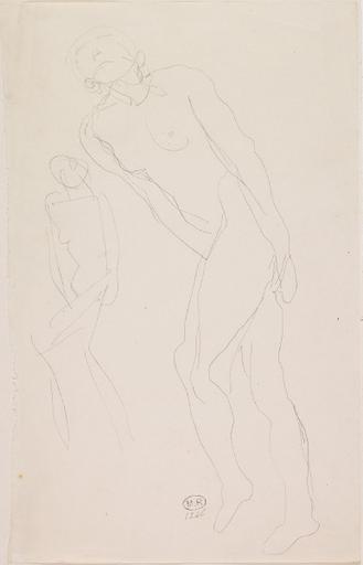 FEMME NUE DEBOUT EN MARCHE VERS LA GAUCHE ; REPRISE DE LA SILHOUETTE SUR LA GAUCHE_0