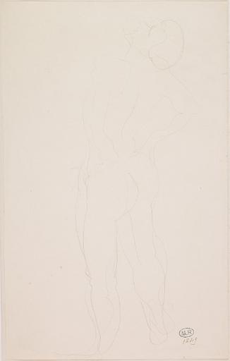 NU CAMBRE DE DOS, MAINS AUX HANCHES, TETE RENVERSEE_0