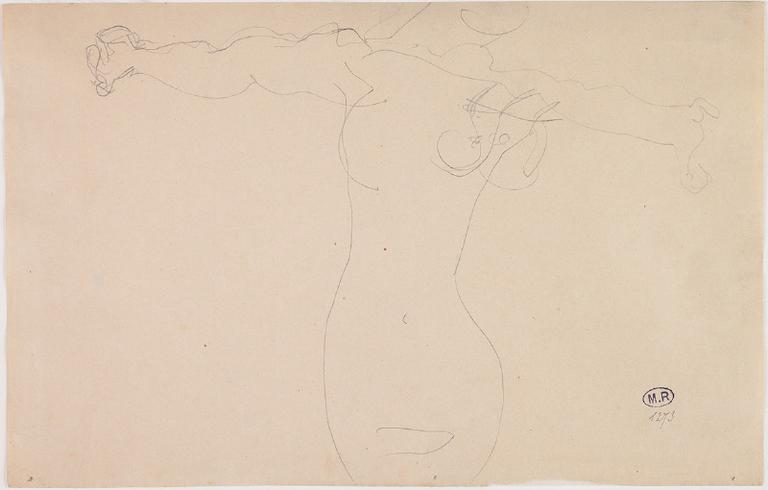 TORSE DE FEMME NUE DE FACE, BRAS EN CROIX_0