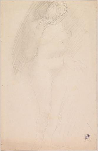 FEMME NUE DEBOUT, DE FACE, UNE MAIN PRES DU VISAGE_0