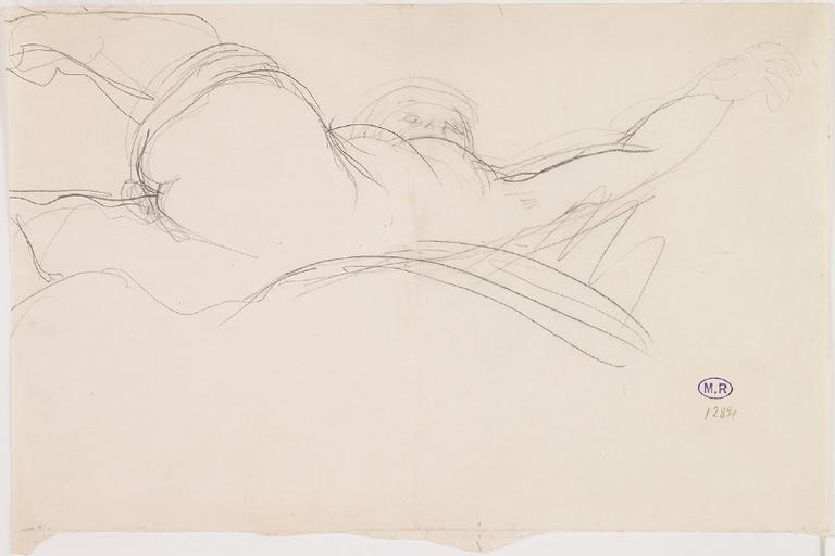 FEMME NUE ALLONGEE SUR LE COTE, CROUPE SAILLANTE_0