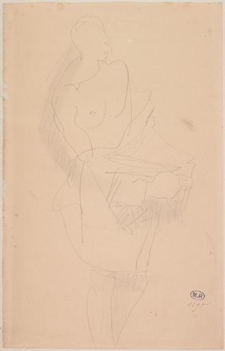 FEMME DEBOUT, VERS LA DROITE, PASSANT UN VETEMENT PAR LES BRAS_0