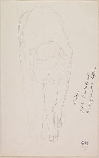 FEMME NUE DE FACE, PENCHEE JUSQU'AU SOL_0