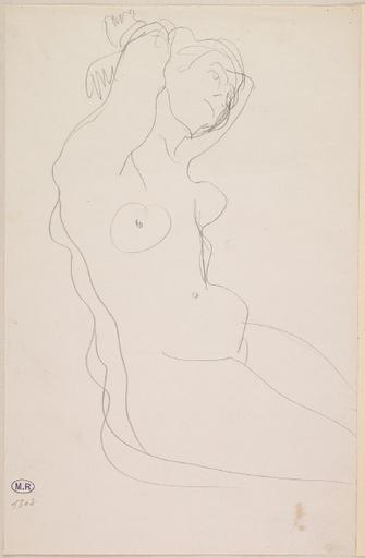 FEMME NUE SE PEIGNANT, ASSISE VERS LA DROITE_0