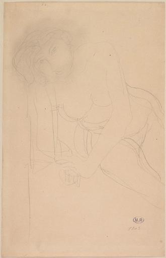 FEMME NUE ASSISE, APPUYEE SUR L'AVANT-BRAS DROIT_0