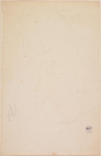 FEMME NUE ASSISE VERS LA DROITE, UN BRAS LEVE_0