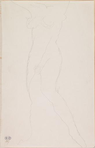 FEMME NUE DEBOUT, DE FACE ; LA TETE ET LES BRAS SONT COUPES PAR LE BORD DE LA FEUILLE_0