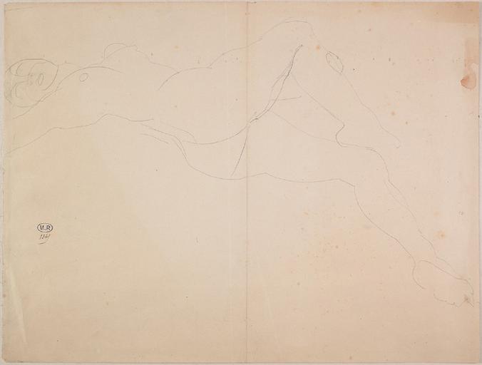 FEMME NUE ALLONGEE VERS LA DROITE, UN PIED SUR UN GENOU_0