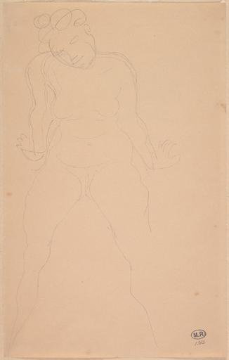 FEMME NUE ASSISE, DE FACE, APPUYEE SUR LES MAINS_0