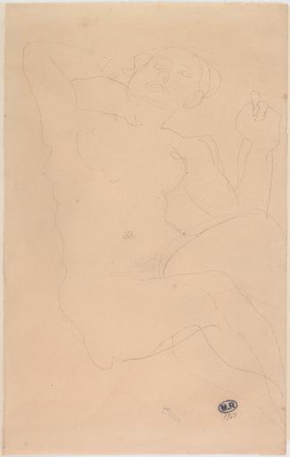 FEMME NUE ASSISE VERS LA DROITE, UNE MAIN A LA NUQUE AU RECTO ; FEMME NUE ALLONGEE SUR LE FLANC, UN BRAS DEVANT LE VISAGE AU VERSO_0