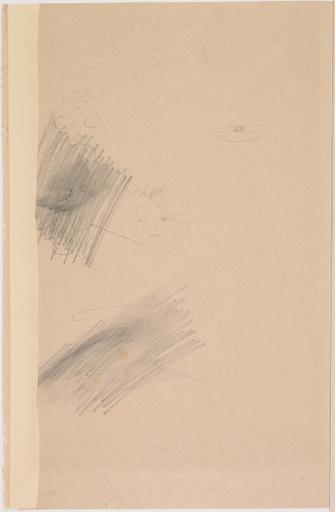 FEMME NUE ASSISE VERS LA DROITE, UNE MAIN A LA NUQUE L'AUTRE EN APPUI AU RECTO ; VISAGE DE FEMME, SEXE DE FEMME (RAYE) , SEXE D'HOMME (RAYE) AU VERSO_1