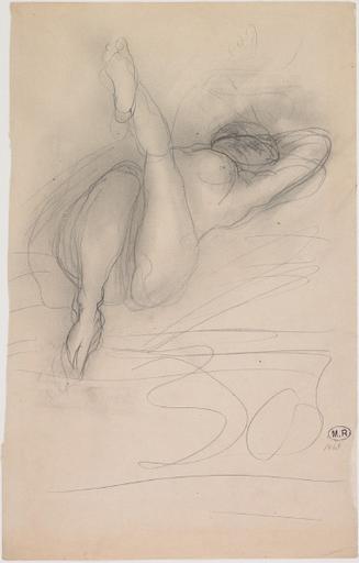 FEMME NUE SUR LE DOS, UNE JAMBE EN L'AIR, L'AUTRE REPLIEE_0