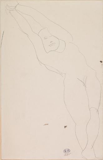 FEMME NUE ALLONGEE, BRAS TENDUS AU-DESSUS DU VISAGE_0